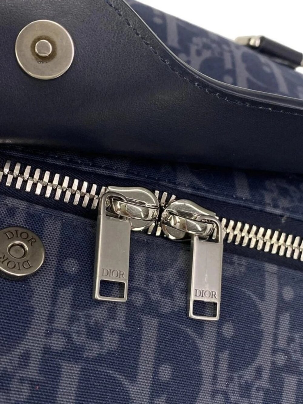 DIOR/ChristianDior Rango 50 Navy Dark Navy Multi Canvas Leather Boston Bag - Picture 10 of 13